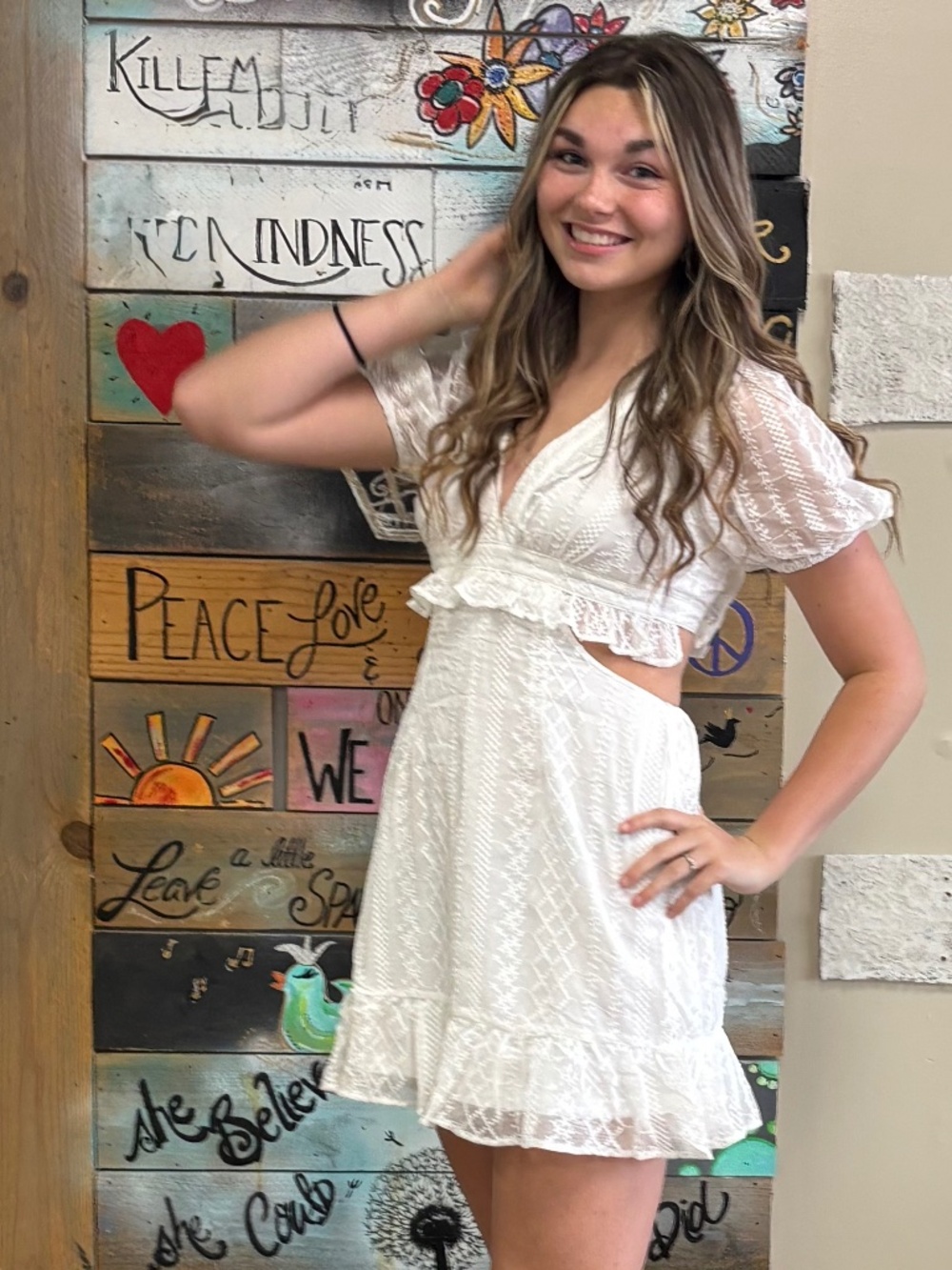 Lace-up cut-out mini dress